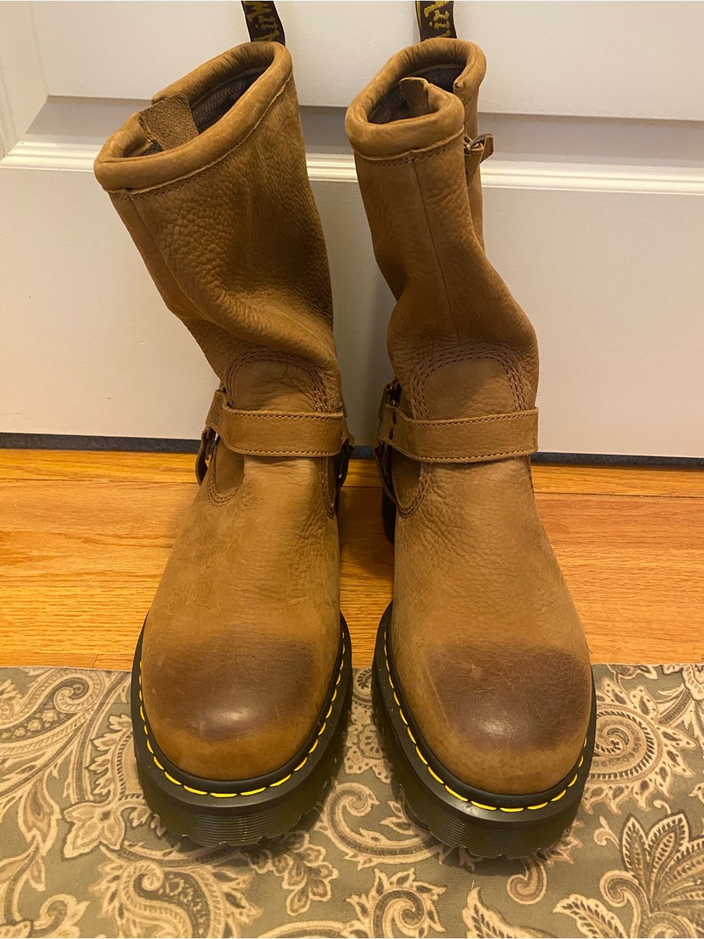 Dr. Martens Brown Leather Harness Boot with Brass Hardware